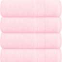 Belizzi Home 4 Pack Bath Towel Set 27x54, 100% Ring Spun Cotton, Ultra Soft Highly Absorbent Machine Washable Hotel Spa Quality Bath Towels for Bathroom, 4 Bath Towels Pink