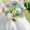 Floweroyal Artificial Flowers Combo Teal Blue Flowers Mix Silk Flowers Dahlia Roses with Stems for DIY Wedding Bridal Bouquets, Baby Shower, Floral Arrangement, Table Centerpieces, Home Decorations.