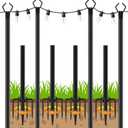 AHRLHR 4 Pack String Light Poles,Poles for Outdoor String lights10 Ft Metal Poles with Fork for Outdoor String Lights,Outdoor Light Poles with Fork,Patio,Deck,Backyard
