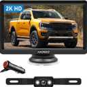 Wired Backup Camera for Truck 7 Inch Monitor Kit Easy to Install in 15 Minutes Starlight Night Vision for Backing Up, HD 2K Rear View Camera with Monitor for Cars Trucks SUVs