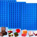 Sidosir Square Hard Candy Mold Silicone, 126-Cavity Mini Gummy Caramel Silicone Molds for Fat Bombs, Chocolate Truffles Mold for Hard Candy, Ice Cube 3Pcs (0.62INCH, Blue)