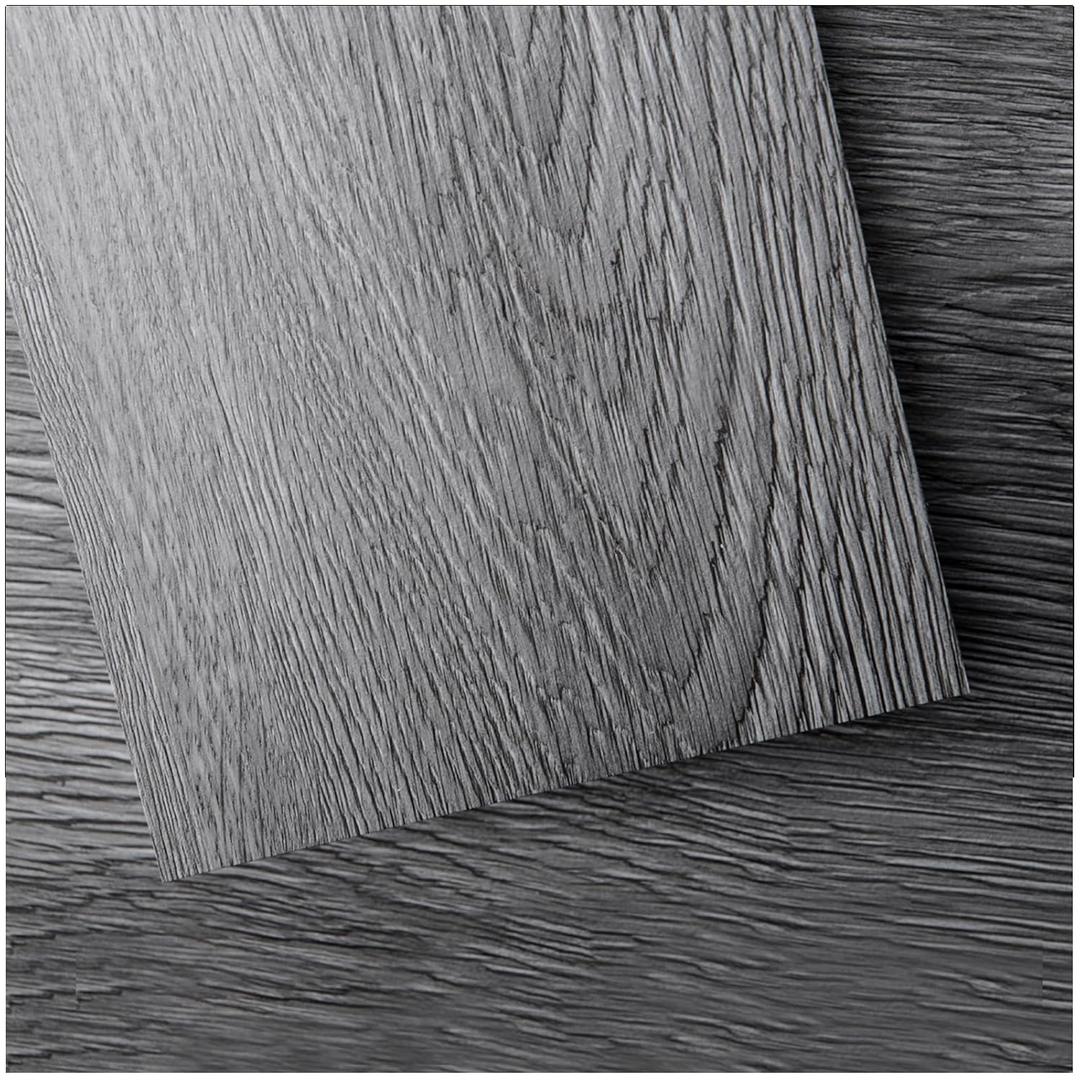 Art3d Peel and Stick Floor Tile Vinyl Wood Plank 36-Pack 54 Sq.Ft, Deep Gray, Rigid Surface Hard Core Easy DIY Self-Adhesive Flooring (36 x 6 x 0.1 inches)