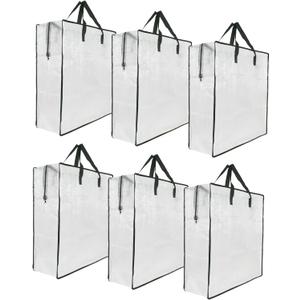 6 Pack Clear Storage Bags with Zipper and Handles, Blanket Bags For Closet Storage, Moving and Packing Supplies for College, Underbed Storage Organizer for Clothes Pillow Bedding Christmas Wreath