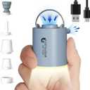 FLEXTAILGEAR Tiny Pump X Portable Air Pump+ Camping Light Ultra-Mini Air Pump with 1300mAh Battery USB Rechargeable for Sleeping Pads Pool Floats Air Bed Air Mattress Swimming Ring (Space Gray)