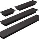 Melannco Floating Wall Shelves for Bedroom, Living Room, Bathroom, Kitchen, Nursery, Set of 4, Espresso, 4 Count