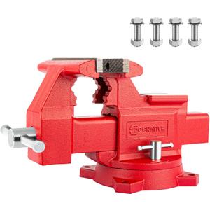 8" Heavy-Duty Bench Vise Ductile Iron Bench Vise with Strong 9900lbs Clamping Force 360 Swivel Bench Vice with Anvil, Red