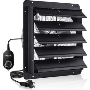 VEVOR 24'' Exhaust Fan, Wall Mounted Attic Fan with Variable Speed controller, 4800 CFM, Automatic Shutter, Ventilation and Cooling, Black