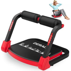 DERACY Sit Up Exercise Equipment, Adjustable Ab Machine, Multi-Functional Sit Up Machine, Ab Workout Equipment, Ab Trainer Machine for Women Men (RED)