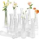 Glass Bud Vases Bulk 12 Pcs - Clear Ribbed Wedding Centerpiece Vases, Small Flower Vases for Table Decor, Party Events & Home Decor