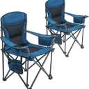 2 Pack Camping Chair for Heavy People Padded Portable Folding Chair Oversized Quad Arm Chair with Lumbar Back Support Supports 500 lbs