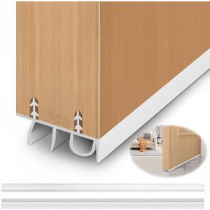 Door Draft Stopper, Cuttable Concealed Kerf/Channel Fit Under Door Seal, Draft Stopper Threshold Seal Bottom of Door Weatherstrip Kerf Weather Stripping Doors 39 Length (White, 39 inch)
