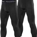 Men’s 3/4 Compression Pants, Athletic Leggings Running Workout Tights Base Layer for Basketball Sports Football Gym, Black XXL