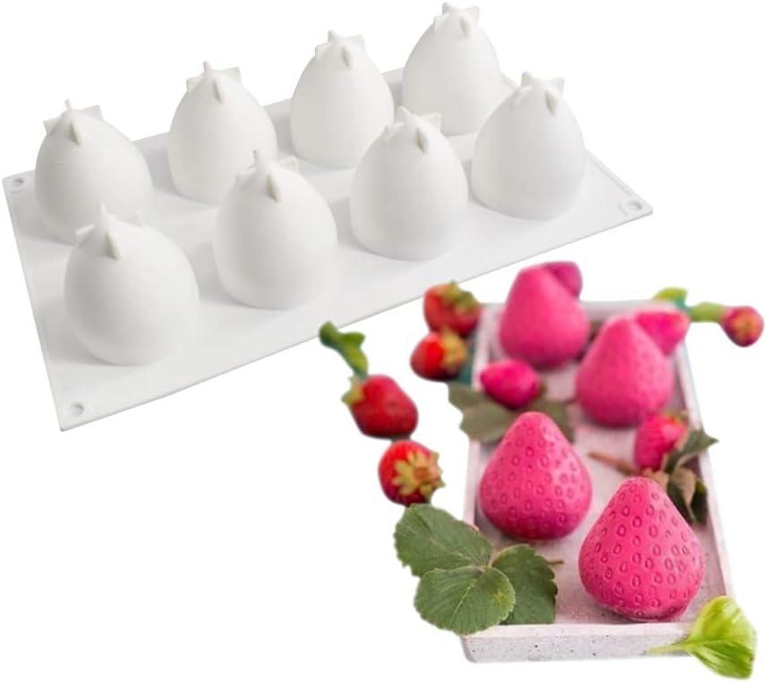 Silicone Mold Baking Pan Non-Stick Baking Pastry Chocolate Cake Dessert DIY Decoration Tools (Strawberry N_11.8x6.8x0.26 inch)