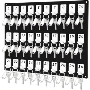 Beeveer Acrylic Key Board with 30 No. Hooks Wall Mount Key Rack Holder Hanger Storage Collection for School, Garage, Car Dealer, Office, Hotel, Real Estate(Black)