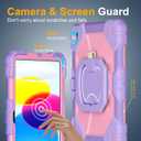 Case for iPad (A16) 11th/10th Generation 11/10.9 Inch 2025/2022, Ubearkk for iPad a16 case with Screen Protector, 360 Degree Rotating Stand Shoulder Strap Pencil Holder, Purple Pink