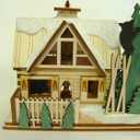 Santa's Ski Lodge GC126, Miniature Collectable Building for Christmas and Holiday displays. Wood Table top Display or Ornament. Hand Crafted in The Richmond Virginia, USA Area.
