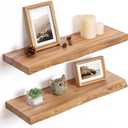 Floating Shelves for Wall, Solid Elm Wood Shelves, 24in Set of 2, Natural, Live Edge, 24inch, 2Packs