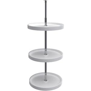 Rev-A-Shelf 18 Inch 3 Tier Full Circle Lazy Susan for H Corner Kitchen Cabinets, Large Plastic Home Storage Rotating Shelves, White, 6013-18-11-526