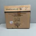 LUE BONA Upholstered Fabric Vanity Bench Seat, Makeup Stools for Vanity, Square Tufted Ottoman Bench with Carved White Legs for Bedroom Living Room, Linen Color