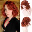 Short Red Wigs for Women Layered Natural Synthetic Curly Red Bob Hair Wig Full Head Halloween Costume Cosplay Wig (Fox Red)