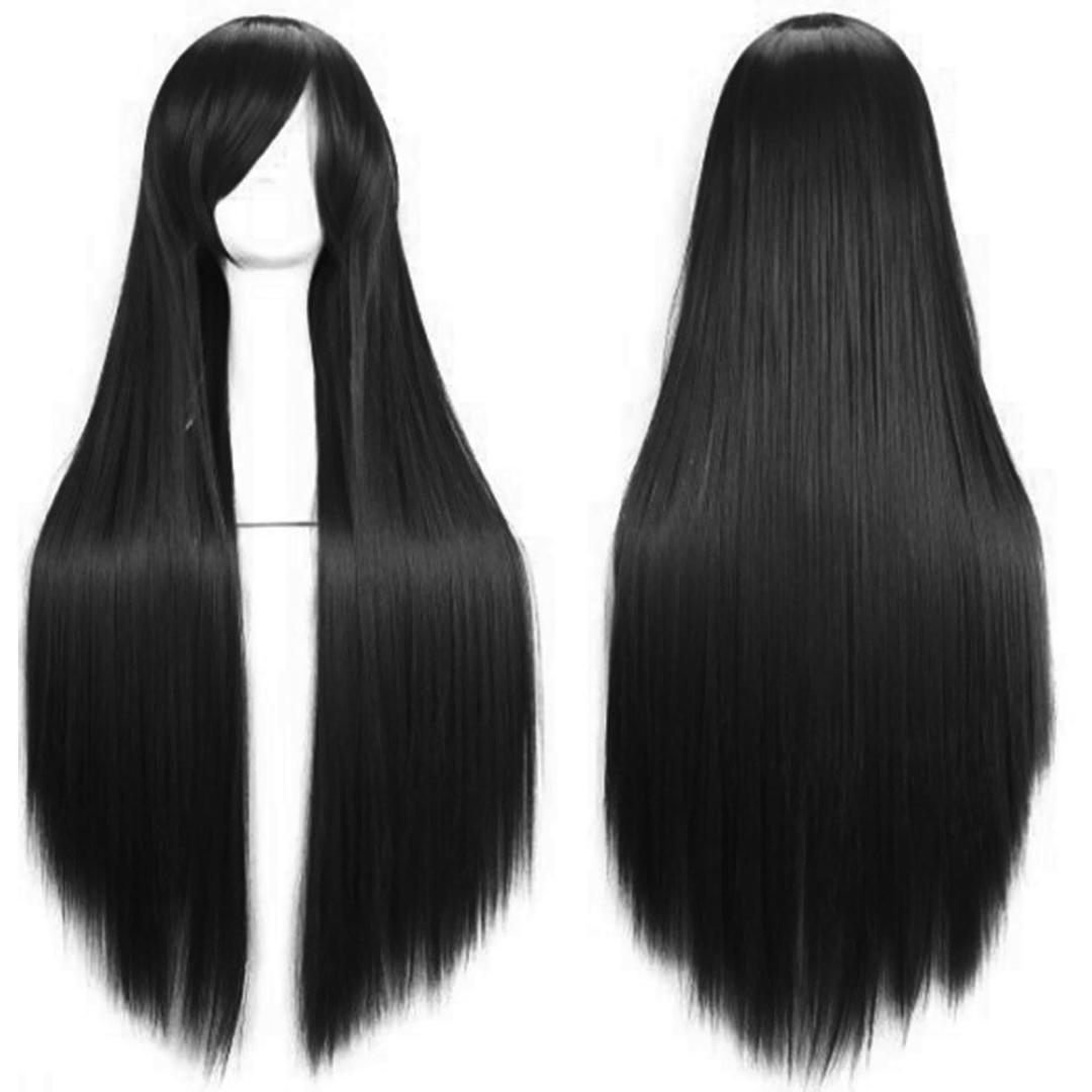 Akstore Wigs 32 inch Long Straight Anime Fashion Women's Cosplay Wig(Black)