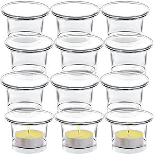 Tealight Candle Holder Set of 12,Glass Votive Candle Holders,Clear Tea Light Holders Bulk for Wedding Holiday Birthday Party Dinner & Home Decor