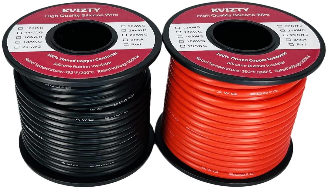 16 Gauge Silicone Wire 50 Feet Black + 50 Feet Red, Flexible 16 AWG Stranded Wire, 252 Strands Tinned Copper Conductor, High Temp Rated 200 - Car, Inverter, Battery, Automotive