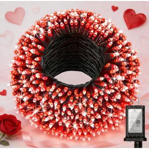 240FT Valentine Lights Outdoor, 750 LED Valentine Decoration Lights with 12 Modes & Timer Memory, Dimmable Plug in Waterproof Xmas Light for Yard Trees Wedding Party Holiday Valentine Decor (Red)