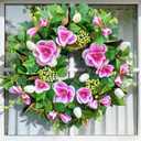Spring Wreath for Front Door 24 Inch, Large Spring Summer Door Wreath with Artificial Peony Tulip Rose Flowers, Floral Wreath with DIY Wooden Welcome Sign for Outdoor Indoor Home Decor (Pink)