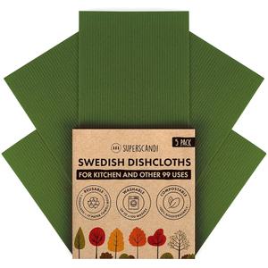 SUPERSCANDI 5 Pack Swedish Dishcloths for Kitchen - 100% Biodegradable & Compostable | Reusable Paper Towels Washable, Food-Safe & Without Plastic - Dish Rags Suitable for Any Surface |Premium, Walnut