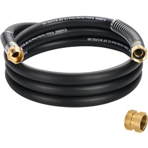 5/8 IN. 10FT. Heavy Duty Rubber Garden Hose, High Flow 5/8" I.D. Brass Fitting No Memory Durable Heavy Duty Water Hose Leader Hose for Watering, Irrigation, Water Transfer Pump