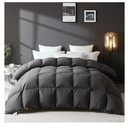 L LOVSOUL Goose Feather Down Fiber Comforter Twin Size, 100% Organic Cotton Fabric Duvet Insert,1200TC,750+Fill Power, Hotel Collection, All Season Grey Bedding Comforters with 8 Tabs