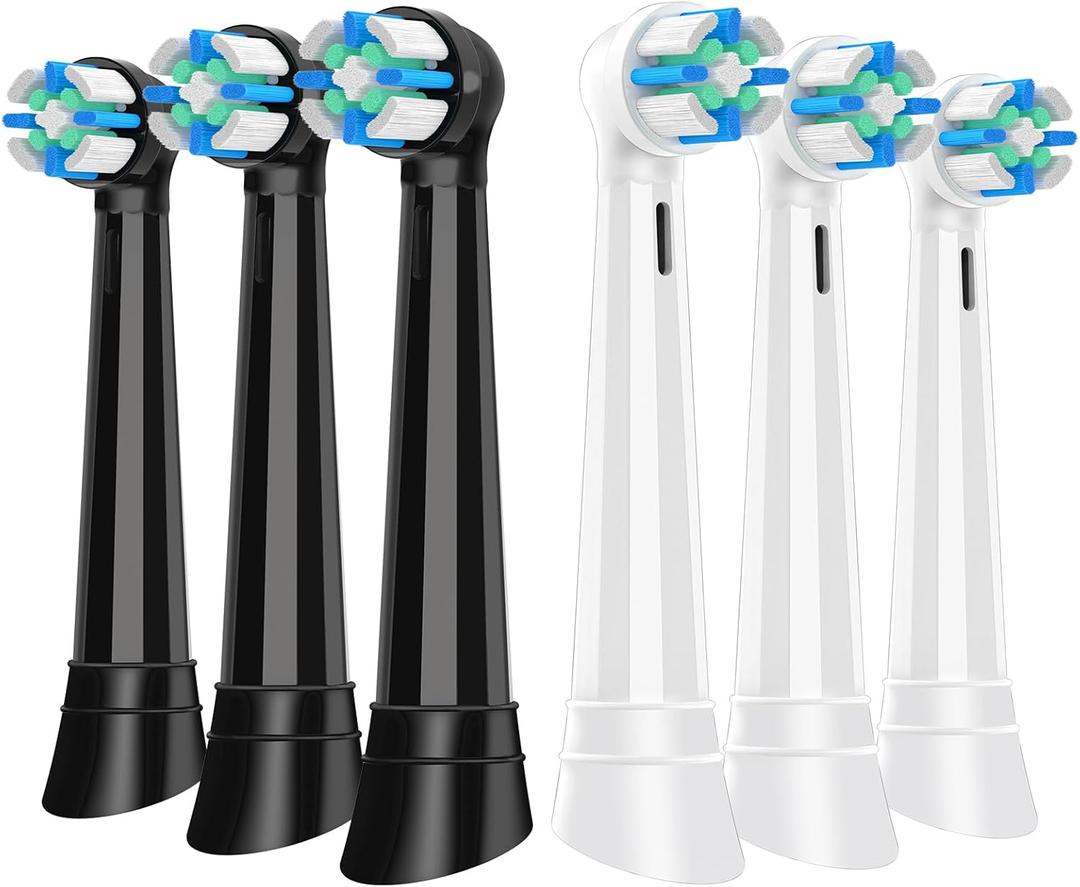 6 Pcs IO Replacement Heads Compatible with Oral B IO 2/3/4/5/6/7/8/9/10/Deep Clean Series Electric Toothbrushs, Toothbrush Heads with Medium Bristles Compatible with Oral B IO (Black/White)