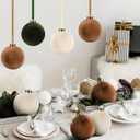 HyDren 6 Pcs Velvet Christmas Ball Ornaments 4 Inches Large Flocked Christmas Tree Hanging Ornaments Shatterproof Xmas Bulbs for Home Xmas Tree Party Decor(Beige, Light Brown, Dark Green)