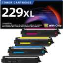 TN229XL 229XL TN229 High Yield Toner Cartridge Compatible Replacement for Brother TN229XL TN-229 Works with Brother MFC-L3720CDW L3780CDW L3765CDW HL-L3220CDW L3280CDW L3300CDW Printer (4-Pack Color) (Black Cyan Magenta Yellow)