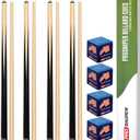 Prosniper Premium Pool Sticks Set of 4 | 58-Inch, 19-Oz Canadian Maple Pool Cue with Low-Deflection Shaft & 4 Extra Chalks | Pro-Grade Billiard Cue for Home & Bar Play