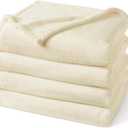 PHF Ultra Soft Polyester Blanket Queen Size, No Shed No Pilling Luxury Plush Cozy 300GSM Lightweight Blanket for Bed, Couch, Chair, Sofa, Perfect Decorations Gifts, 90" x 90", Cream