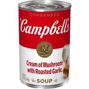 12 x Campbell's Condensed Cream of Mushroom with Roasted Garlic Soup, 10.5 Ounce Can (EXP 05/08/26)