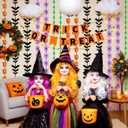 2 x ADLKGG Halloween Party Decorations, 2Pcs Orange Purple Black Green Bat Spider Ghost Witch Hat Pattern Foil Fringe Curtains, Halloween Party Streamers Photo Booth Props for Birthday Anniversary