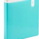 Poppin 1 Inch Binder - 3 Ring Binder with D-Shaped Rings and Easy Open Lever, 200 Sheet Capacity, Front and Back Translucent Pockets, 2 Interior Pockets, Cute Paper Storage (Aqua)