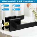 Plustool 5 Pack Matte Black Door Handles Interior, Passage Door Knobs Closet Door Levers for Hallway, Heavy Duty Square Doorknob Non-Locking Handlesets for Left & Right Sided Doors