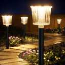 Super Bright Solar Pathway Lights Outdoor Powered 8 Pack, Adjustable Warm & Cool White, Waterproof IP65 Solar Garden Decor Landscape Lighting Outside for Front Yard/Patio/Walkway/Driveway/Lawn/Path Light (Obsidian Black)