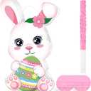 Hooqict Easter Egg Pinata Bunny Pinata with Blindfold and Bat Stick for Girls Spring Happy Easter Party Games Bunny Birthday Party Decorations Sunday Celebration Supplies