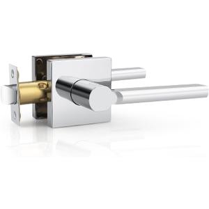 Probrico 1 Pack Passage Lever Polished Chrome Door Handle Lock Non-Locking Keyless Square Lever for Hall and Closet, for Right & Left Side