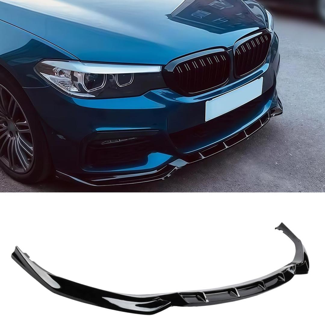 Front Lip Compatible with BMW 5 Series G30 G31 M Sport 2017-2020, Air Dam Lower Chin Bumper Spoiler Splitter, Protection Body Kit (Gloss Black)