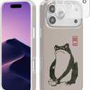 Compatible with iPhone 17 Pro Case, Trendy Cute Grumpy Frog Anime Girly Soft Slim TPU Shockproof Aesthetic Protective Phone Case Cover for Women Girls 6.3"