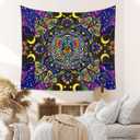 THSALIE Mushroom Tapestry - 53.18''X 59'' Tapestry Wall Hanging Blacklight Boho Retro Floral Flowers Tapestries Aesthetic Whimsical Tapestries for Bedroom Dorm Living Room