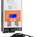 Upgraded V124 100A MPPT Solar Charge Controller, 12V/24V/48V Auto, Max 160V PV Input, LCD Display, Compatible with Lithium, LiFePO4, AGM, Gel, Lead-Acid Batteries