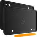 Aujen Silicone License Plate Frames Black, 2 Pack Car License Plate Frame, Universal US Black License Plate Holders Brackets Rust-Proof, Weather & Rattle-Proof, Car Accessories