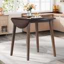 COLAMY 35.8" Wooden Kitchen Table, Expandable Folding Round Table for Small Spaces, Small Kitchen, Drop Leaf Dining Room Desk for Home, Apartment,Office - Lightbrown